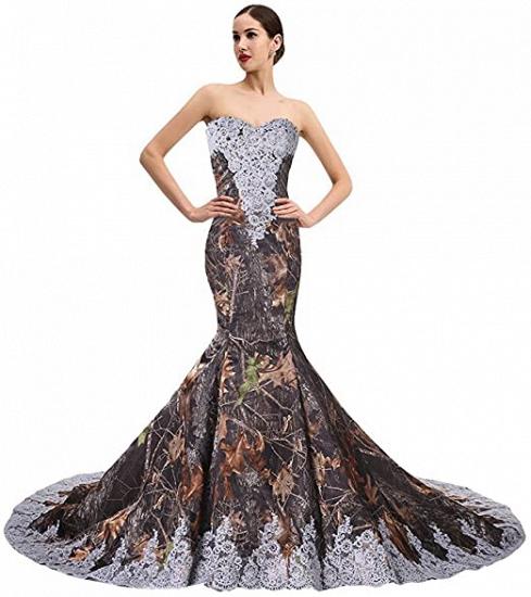 Camo And Lace Sweetheart Sleeveless Mermaid Bridal Gown Prom Dress_3
