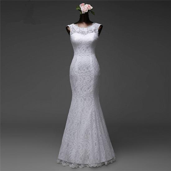 TsClothzone Affordable Lace Jewel Sleeveless Mermaid Wedding Dresses Online_4